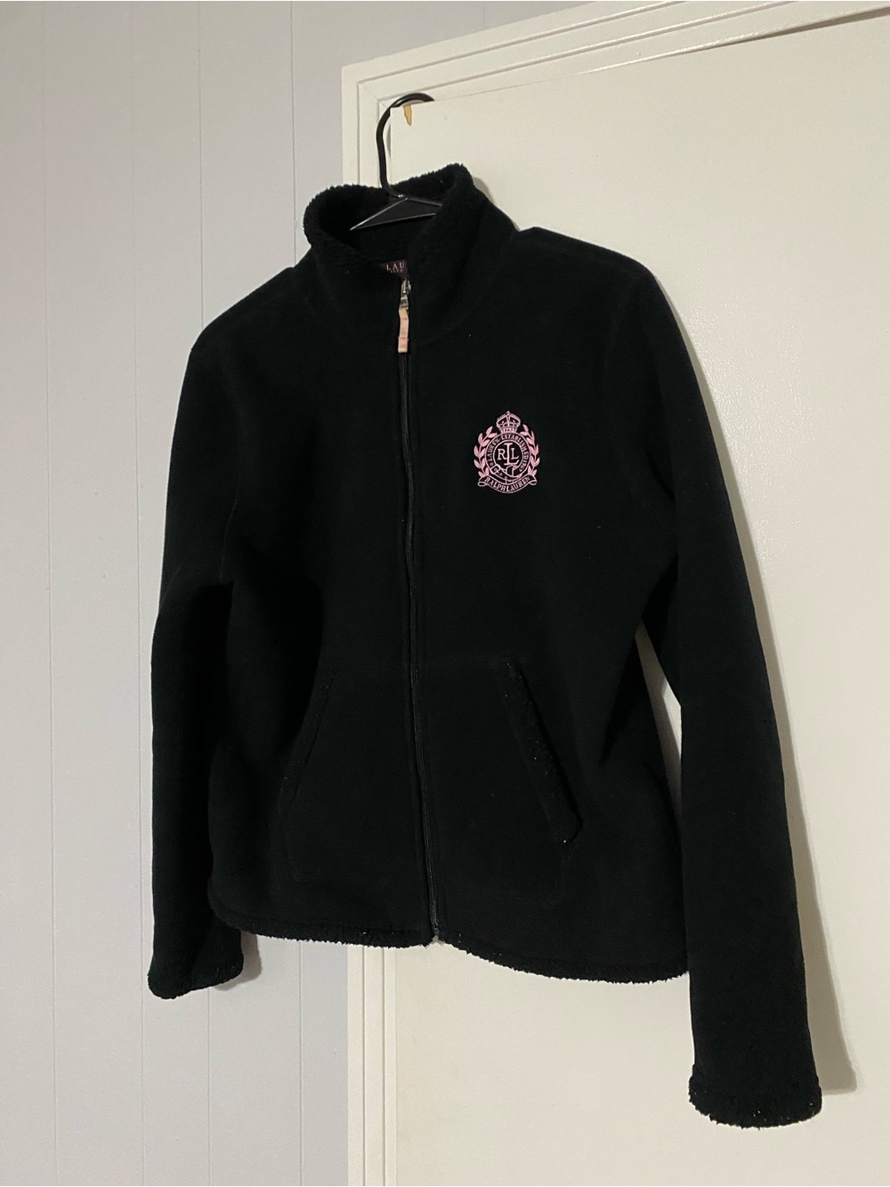 Ralph Lauren Black label Fleece Jacket with Pink Embroidered Crest